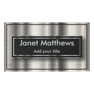 Elegant Black and Silver Texture Design Name Tag