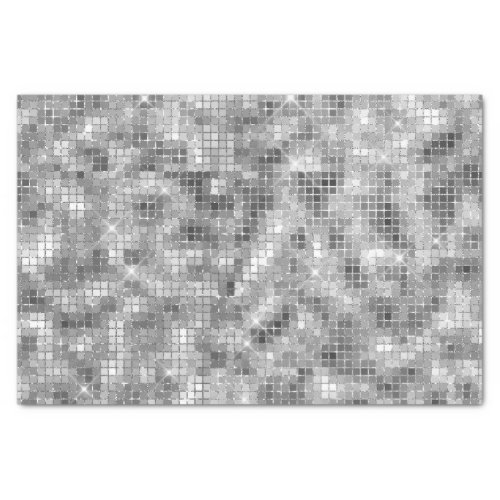 Elegant Black and Silver Tile Glitter Tissue Paper