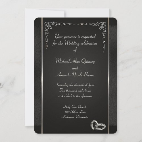 Elegant Black and Silver Wedding Invitations