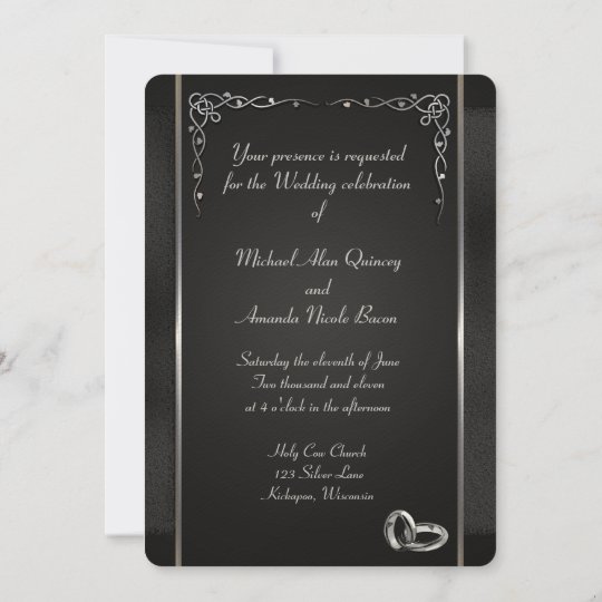 Elegant Black and Silver Wedding Invitations | Zazzle.com