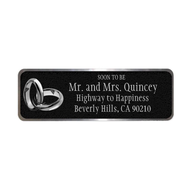 Elegant Black and Silver Wedding Label (Front)
