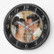 Elegant Black and Silver Wedding Photo Clock