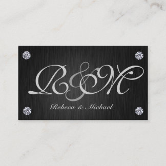 Elegant Black and Silver with Diamonds RSVP Cards