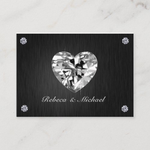 Elegant Black and Silver with Diamonds RSVP Cards Business Card Templates