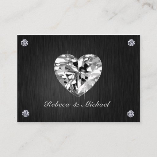 Customizable Elegant Black and Silver with Diamonds RSVP Cards Business Card Templates