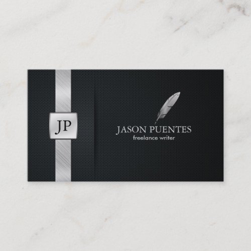 Elegant Black and Silver Writers Business Card