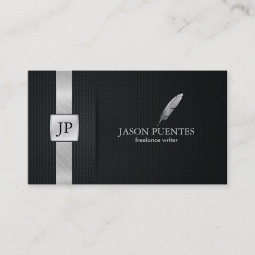 Customizable Elegant Black and Silver Writer's Business Cards