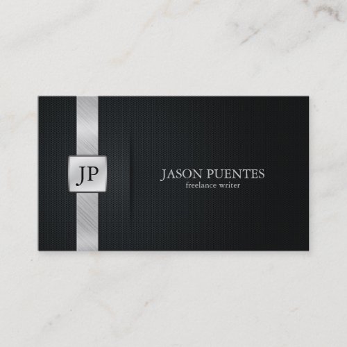 Elegant Black and Silver Writers Business Card