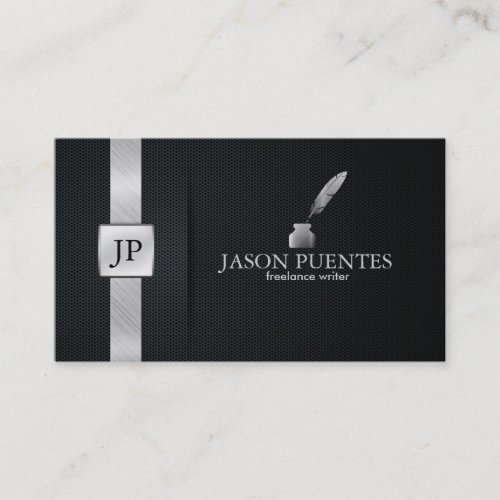 Elegant Black and Silver Writer's Business Card