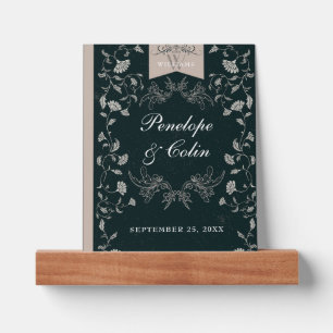 Elegant Black and Tan Bride Groom Wedding Gift Picture Ledge