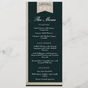 Elegant Black and Tan Library Book Cover Wedding Menu