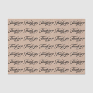 Elegant Black And Tan Thank You Pattern Tissue Paper