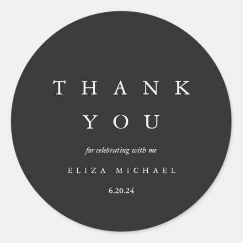 Elegant Black and Taupe Bridal Shower Thank You Classic Round Sticker