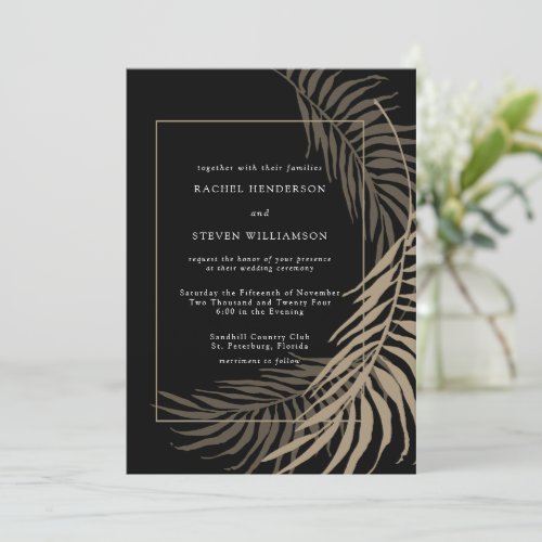 Elegant Black and Taupe Wedding Invitation