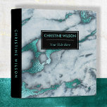 elegant black and teal marble stone 3 ring binder