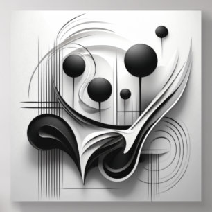 Elegant Black and White Abstract Art Acrylic Photo Tile