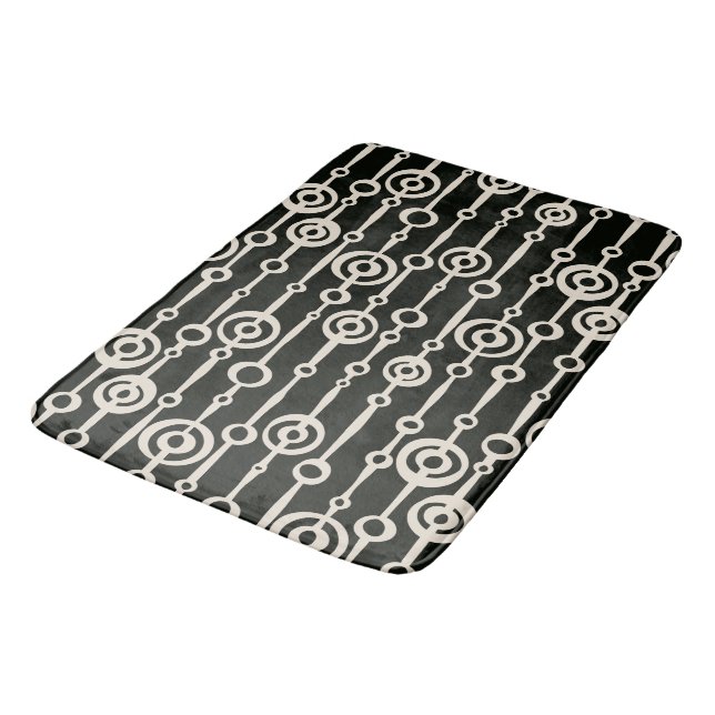 Elegant black and white abstract pattern bath mat (Angled)