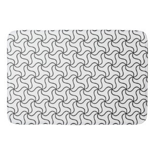 Elegant black and white abstract swirl bathroom mat