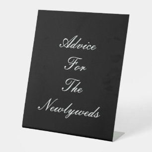 Elegant black and white advice for newlyweds pedestal sign