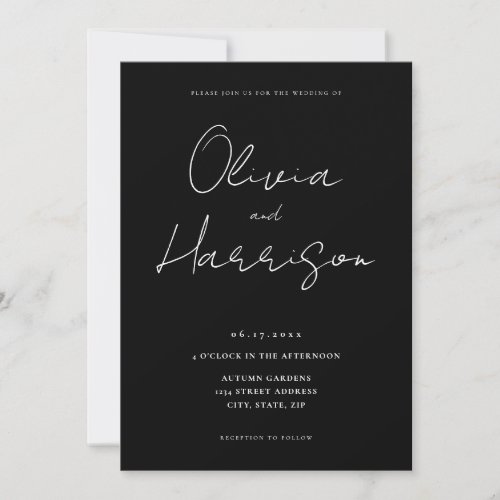 Elegant Black and White All In One Wedding Invitation