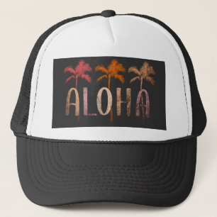 Elegant black and white Aloha Trucker Hat
