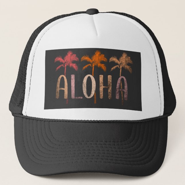 Elegant black and white   Aloha Trucker Hat (Front)