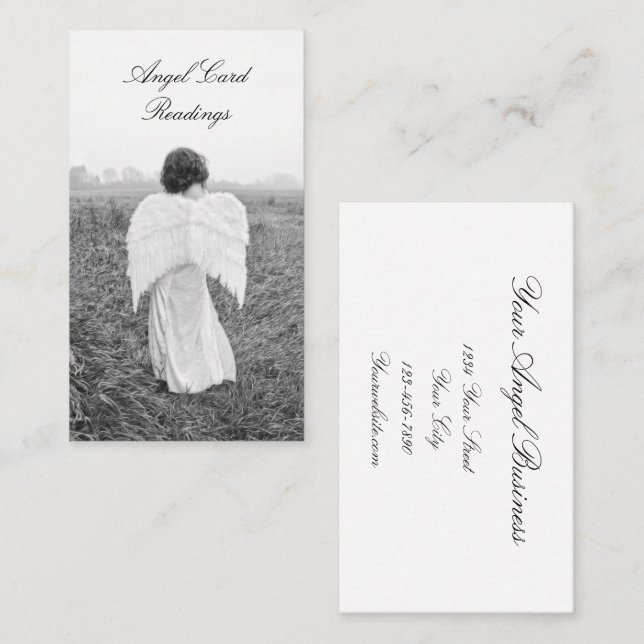 Elegant Black And White Angel Card Reading (Front/Back)
