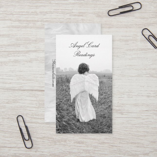 Elegant Black And White Angel Card Reading (Front/Back In Situ)