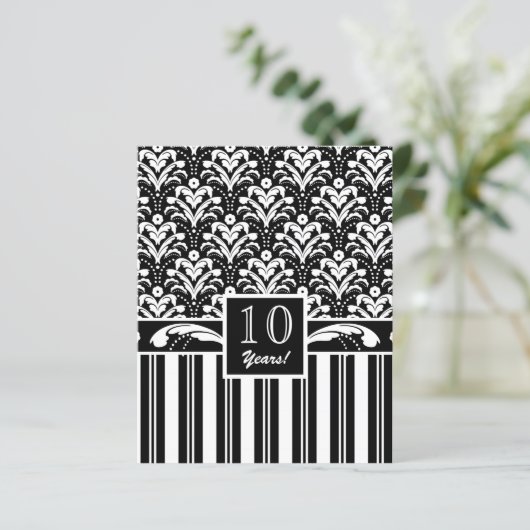 Elegant Black and White Art Deco Damask Stripes (Standing Front)