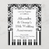 Elegant Black and White Art Deco Damask Stripes (Back)