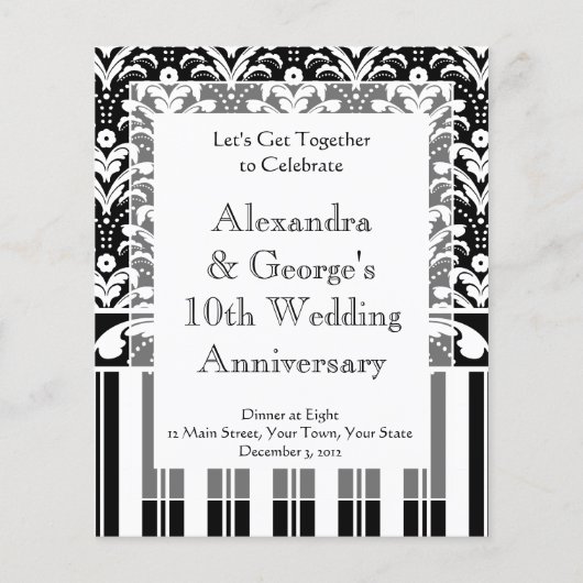 Elegant Black and White Art Deco Damask Stripes (Back)