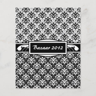 Elegant Black and White Art Deco Floral Damask Flyer