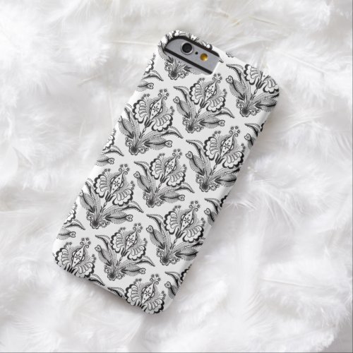 Elegant Black And White Art_Deco Floral Damasks Barely There iPhone 6 Case