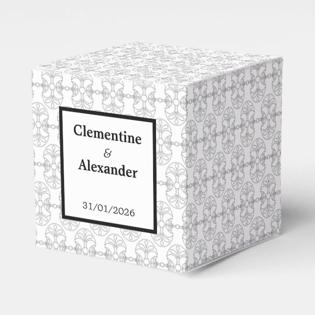 Elegant Black and White Art Deco Style Favor Boxes (Front Side)