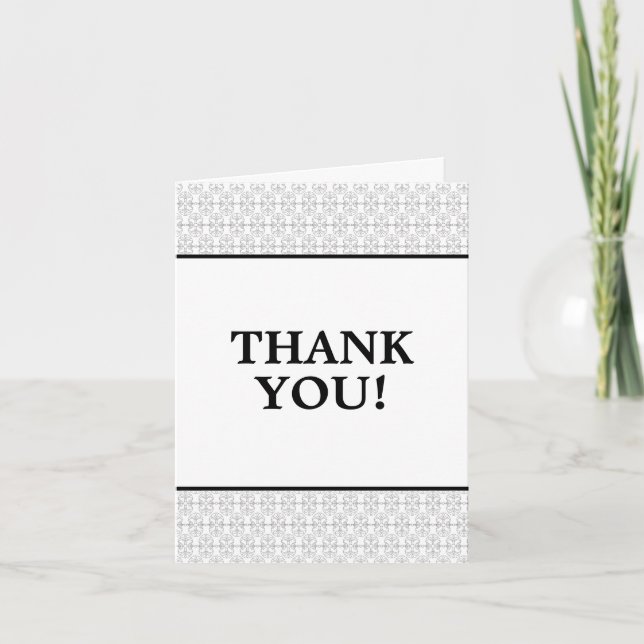 Elegant Black and White Art Deco Style Thank You Card (Front)