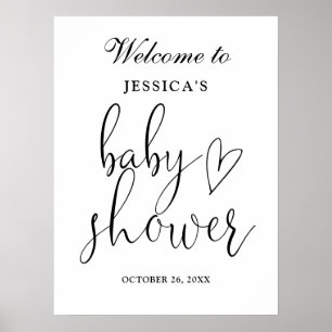 Elegant Black And White Baby Shower Welcome Sign
