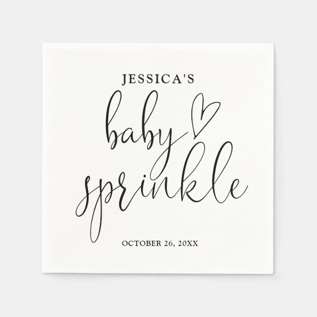 Elegant Black And White Baby Sprinkle Shower Napkins (Front)