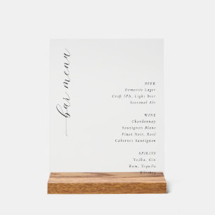 Elegant Black and White Bar Menu Sign