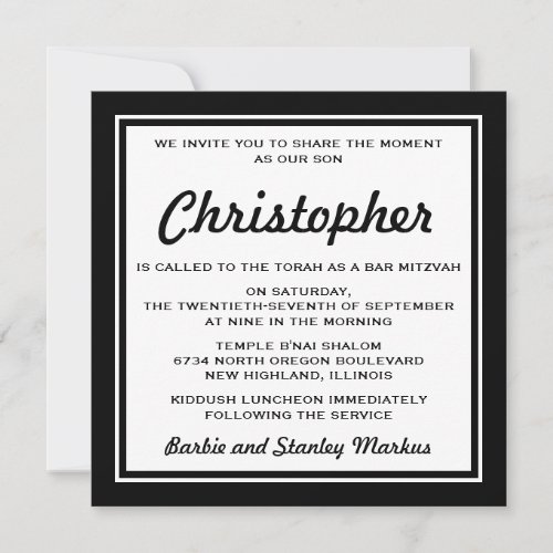 Elegant Black and White Bar Mitzvah