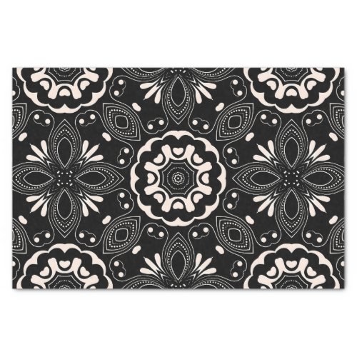 Elegant Black and White Baroque Arabesque Pattern Tissue Paper