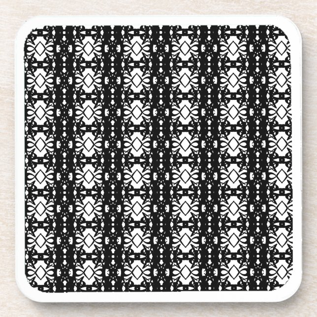 Elegant Black and White Beverage Coaster (Front)