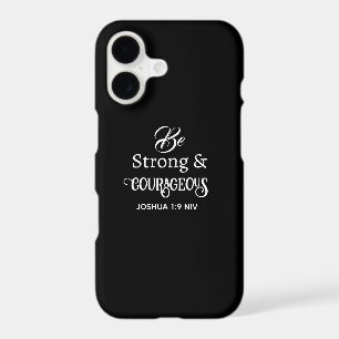 Elegant Black and White Bible Verse Courageous iPhone 17 Case