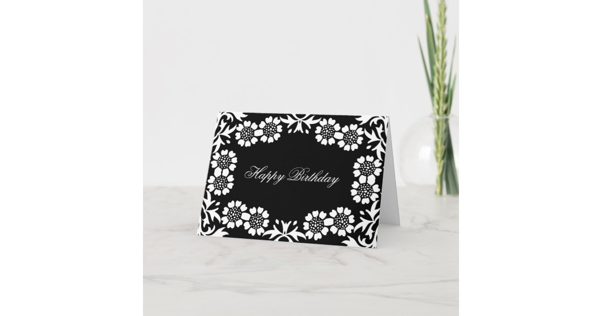 elegant black and white birthday greetings card zazzlecom