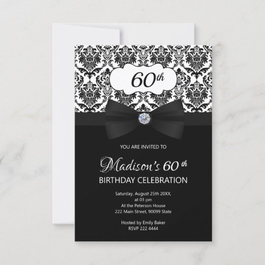 Elegant Black And White Birthday Invitation | Zazzle.com
