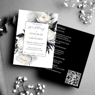 Elegant Black and white boho all in one wedding Invitation