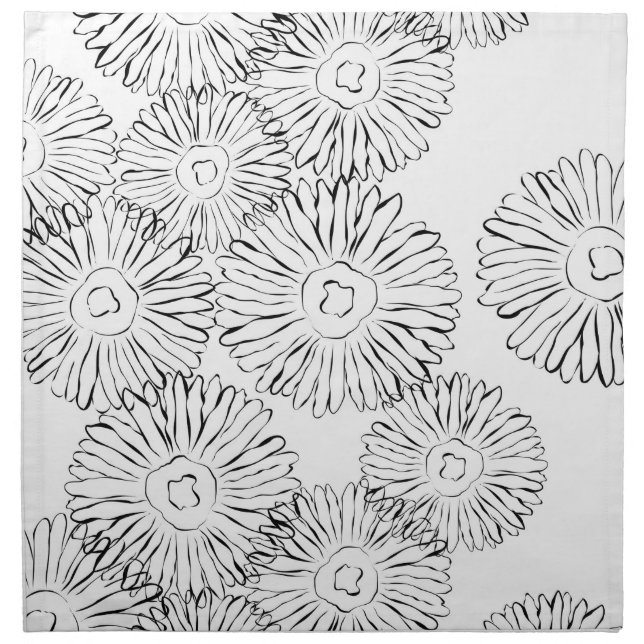 Elegant Black and White Boho Chic Daisy Pattern  Cloth Napkin (Front)