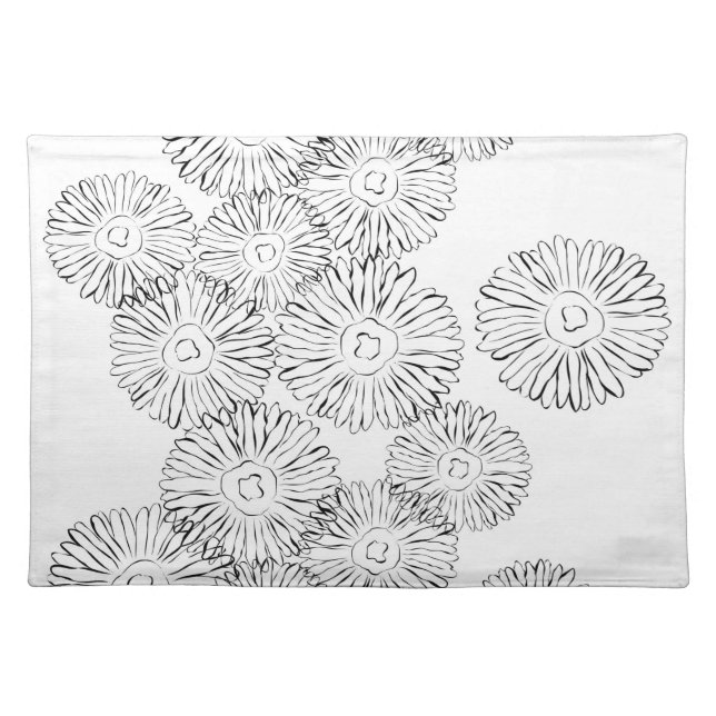 Elegant Black and White Boho Chic Daisy Pattern  Cloth Placemat (Front)