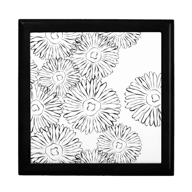 Elegant Black and White Boho Chic Daisy Pattern  Gift Box (Front)