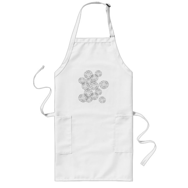 Elegant Black and White Boho Chic Daisy Pattern  Long Apron (Front)