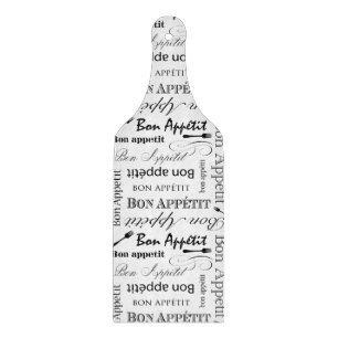 Elegant Black and White Bon Appetit French Chef Cutting Board